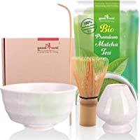 Goodwei Juego de Matcha - 30g Té Matcha Biológico Japonés (Shiro- con Soporte Batidor)